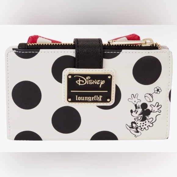Disney Loungefly Minnie Mouse 3D Bow Flap Zip Wallet Vegan Leather Wallet - Picture 2 of 6